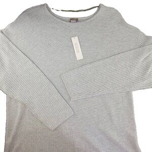 Chico's Tunic Sweater Women's XL Gray Pullover Mixed Stitch Scoop Pullover
